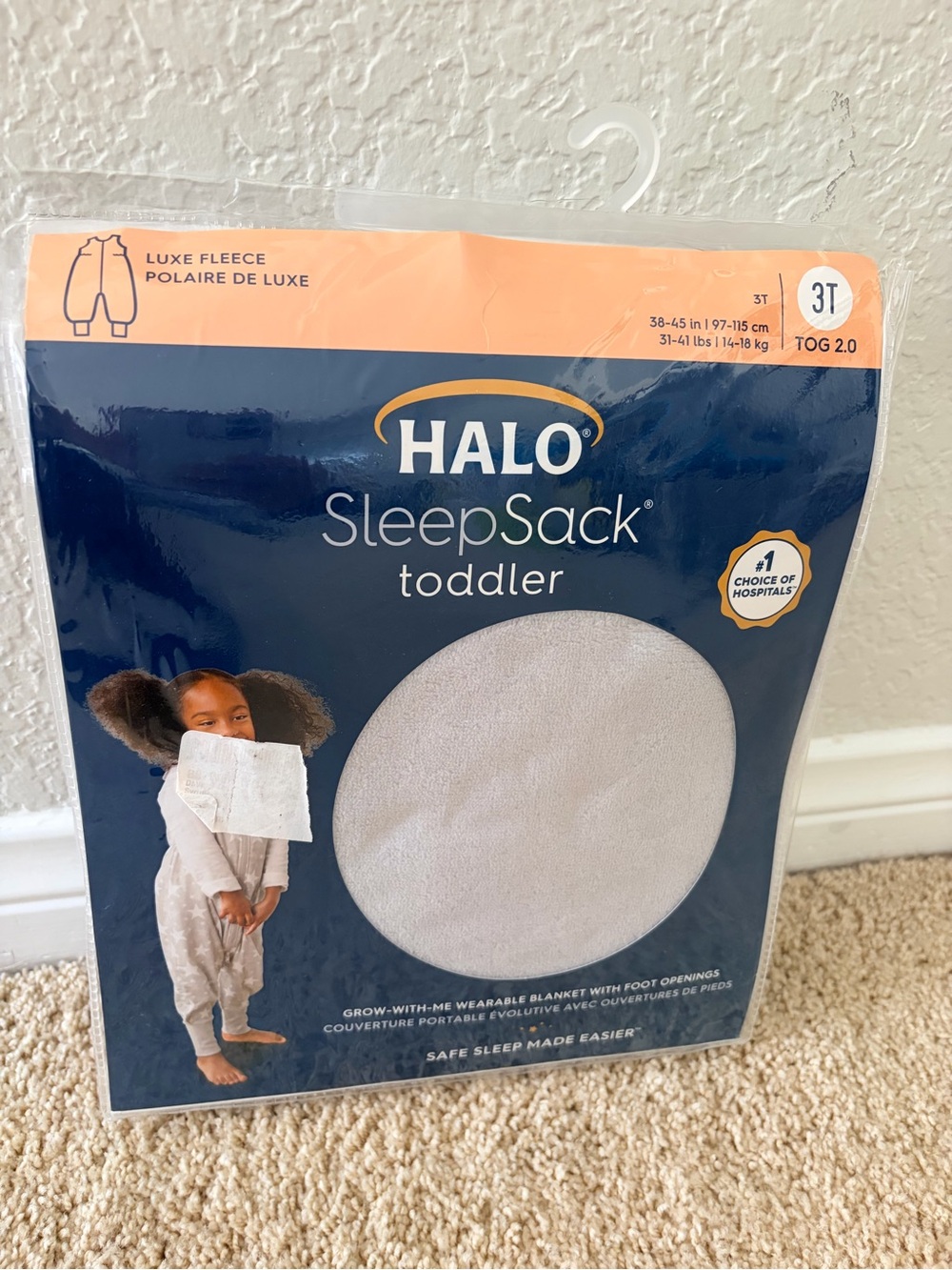 HALO SleepSack Toddler Luxe Fleece Wearable Blanket - Light Gray